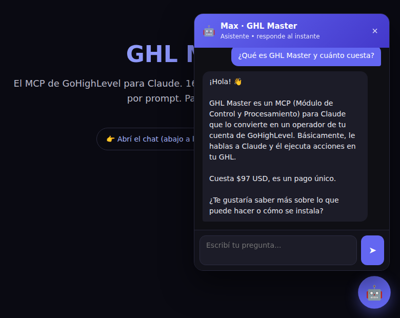 Chat de Max en GHL Master